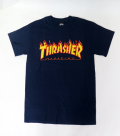 【THRASHER/スラッシャー】 Tシャツ/ファイヤーロゴ　ネイビー/Sサイズ