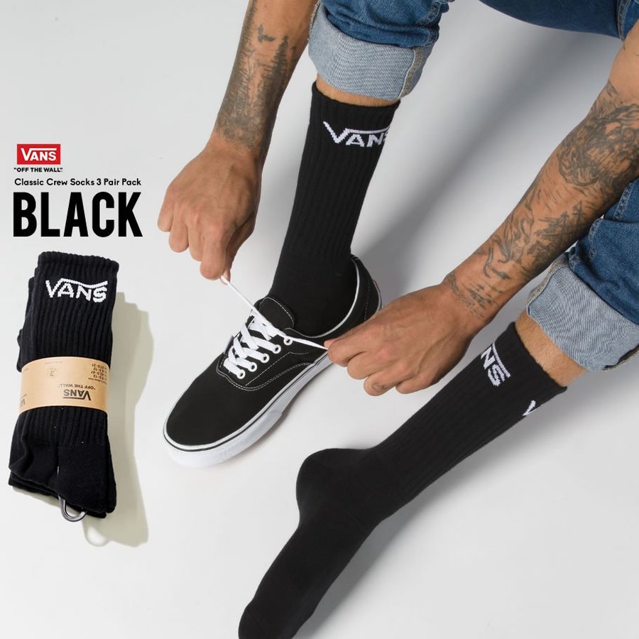 【VANS】　3Pソックス　Classic Crew　BLK