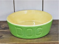 BAUER POTTERY バウワーポテリー　DOGBOWL M・グリーン×バタークリーム