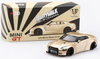 MiniGT （北米限定/Mijo特注） 1/64 LB☆WORKS ニッサン GT-R (R35) Type 1 RearWing Ver.2 （サテンゴールド）