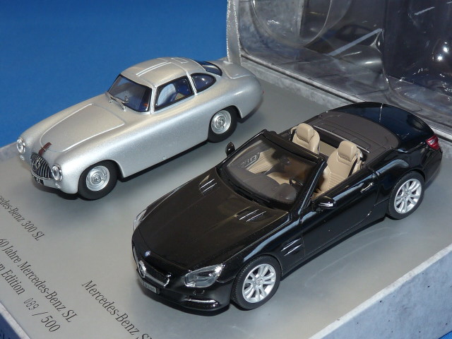 ノレブ製 （ミュージアム特注） 1/43 メルセデスベンツ 300SL 1952 （シルバー） / SL-Class 2012 （ブラック） 60周年記念 2台セット