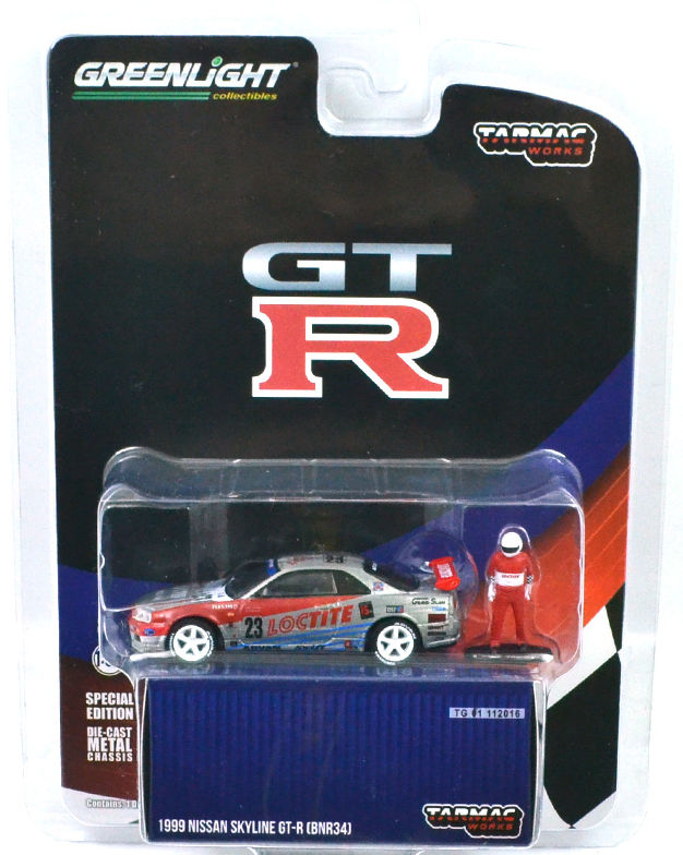 ターマック （グリーンライト） 1/64 ニッサン スカイライン GT-R (R34) Loctite 1999 No.23 フィギュア付 （ChaseCar）