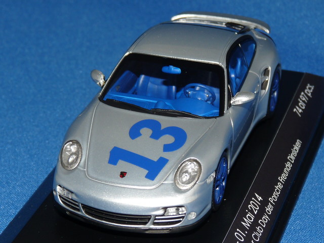 ミニチャンプス製 （ポルシェ・クラブ2014 特注） 1/43 ポルシェ 911 ターボ 2010 （シルバー/ブルー） 限定97台
