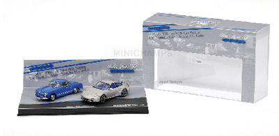 ミニチャンプス 1/43 ポルシェ 911 ターボ 2010 （シルバー） ＆ VW カルマンギア 1955 （ブルー） ミニチャンプス20周年記念2台セット