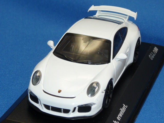 ミニチャンプス製 （car.tima 特注） 1/43 ポルシェ 911 (991) GT3 キャッチコピー ”Limits pushed” （ホワイト） 限定100台