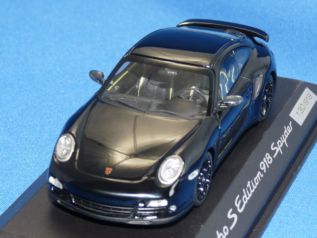 ミニチャンプス製 （ディーラー特注） 1/43 ポルシェ 911 （997/セカンド） ターボ S ”Edition 918 Spyder” （ブラック）