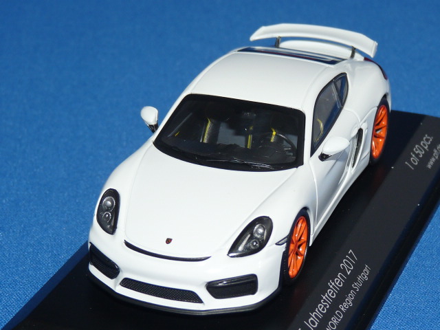 ミニチャンプス製 （car.tima 特注） 1/43 ポルシェ ケイマン GT4 ”10.PFF” Jahrestreffen inder Motorworld Region Stuttgart 2017 （ホワイト） 限定50台