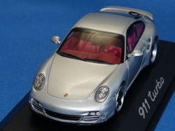 ミニチャンプス製 （car.tima特注） 1/43 ポルシェ 911 (997/セカンド) ターボ 3.8 （シルバー/インテリア：レッド）