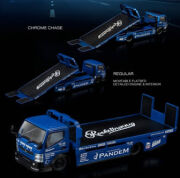 ★予約品★ PopRace （Enigma特注） 1/64 PANDEM Fuso 300 FratBed トランスポーター （ブルー）