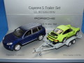 ミニチャンプス製 （ディーラー特注） 1/43 ポルシェ カイエン S トレーラー 930ターボ セット