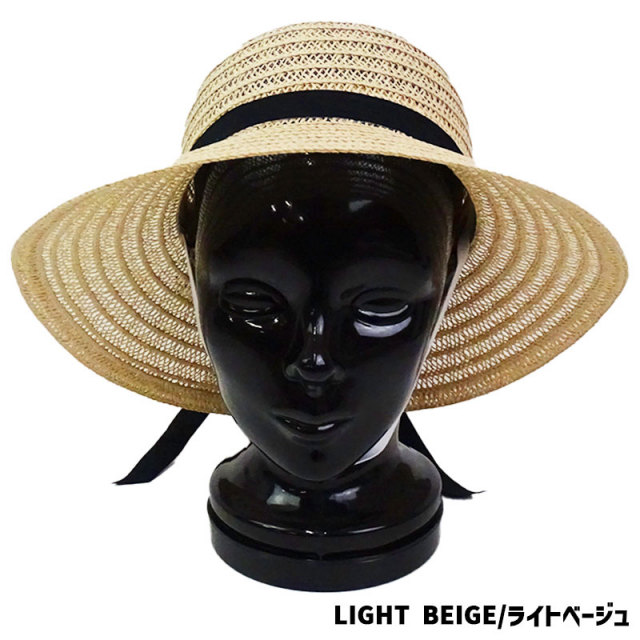 レディース 麦わら帽子 リボン付きストローハット 春夏新作