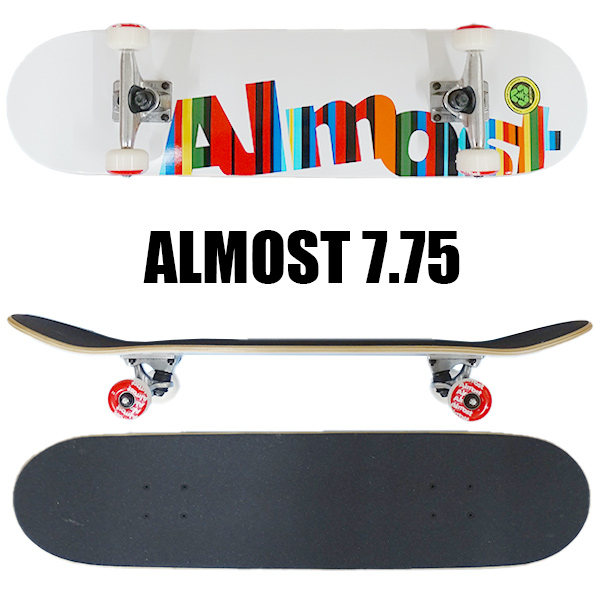 ALMOST/オルモスト コンプリートスケートボード/スケボー SIDE STRIPE FP COMPLETE 7.75 WHITE COMPLETE SK8   [返品、交換及びキャンセル不可]