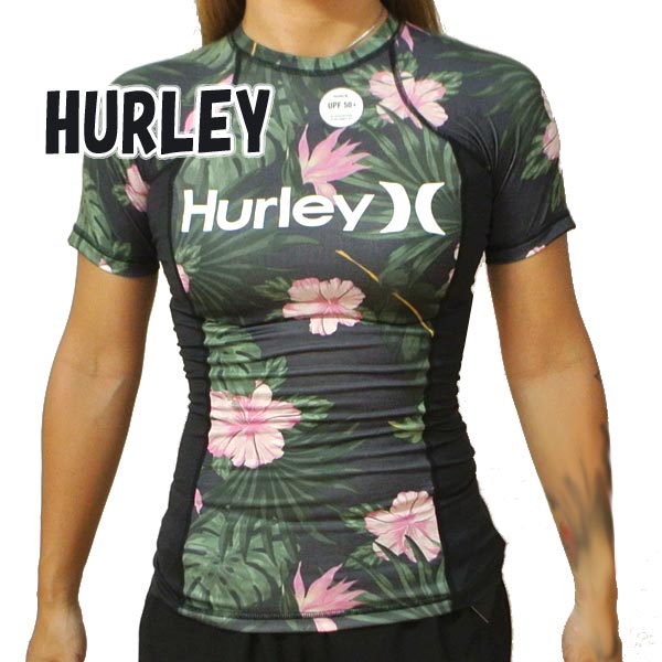 HURLEY/ハーレー レディース 半袖ラッシュガード ONE&ONLY LANAI S/S RASHGUARD ANTHRACITE 女性用 ラッシュガード LADYS WOMEN サーフィン 8137[返品、交換及びキャンセル不可] 