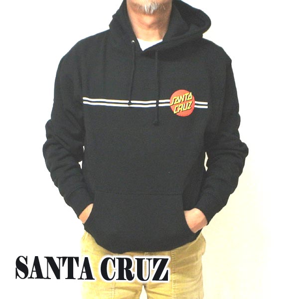 SANTA CRUZ/サンタクルズ CLASSIC DOT PULLOVER HOODED HEAVYWEIGHT SWEATSHIRT BLACK 長袖 フード付き プルオーバー 裏起毛 スウェット メンズ 4518 [返品、交換及びキャンセル不可]