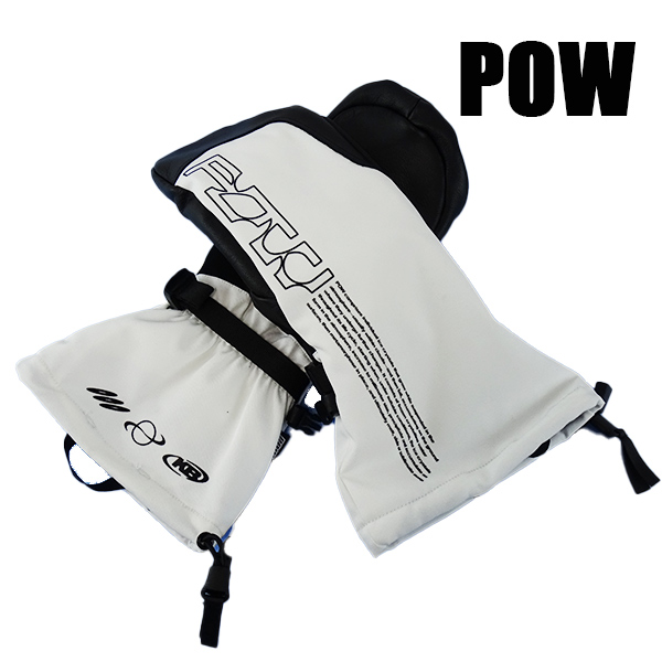 パウ スノーボードグローブ ミトン POW 22-23モデル KB PRO MITT WHITE HIPORA/ヒポラ 男性用メンズ スノーボードミット SNOW BOARDS スノボ 手袋 [返品、交換及びキャンセル不可]