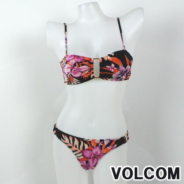 VOLCOM/ボルコム 新作レディース BIKINI YOU DA PALM CROPLETTE TOP/HIPSTER BLACK 女性用 水着 ビキニ [返品、交換及びキャンセル不可] 