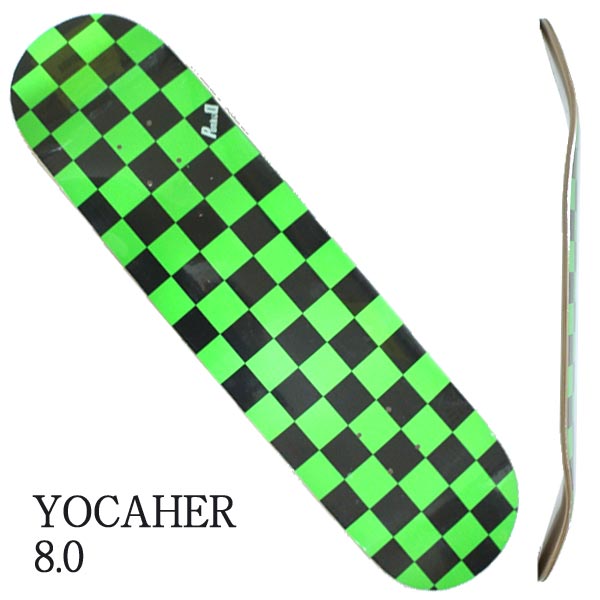 YOCAHER BLANK DECK CHECKER NEON GREEN 8.0 DECK SK8 スケートボード/スケボーデッキ チェッカー ヨカエル ヨカハー [返品、交換及びキャンセル不可] 