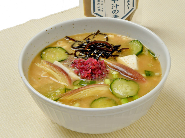 NEW季節商品:夏の汁物に「冷や汁の素」/5400 すや亀の冷や汁の素 調理例