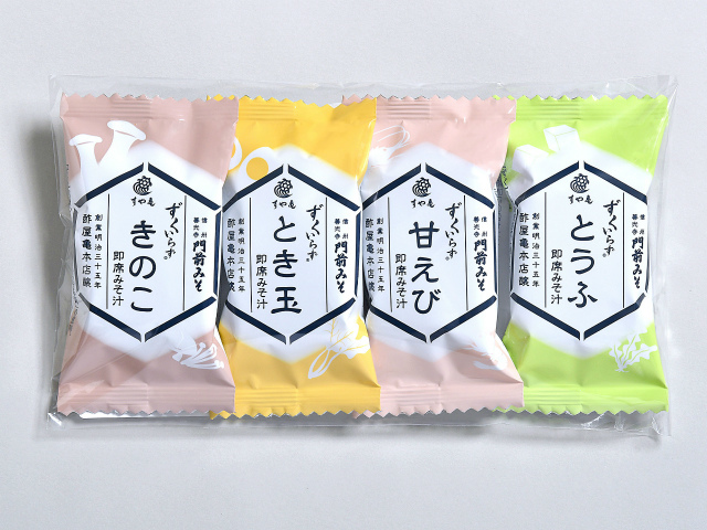 「4種入」乾燥味噌汁 ずくいらず/609 ずくいらず すや亀インスタント味噌汁 基本の4種類2022夏Ver