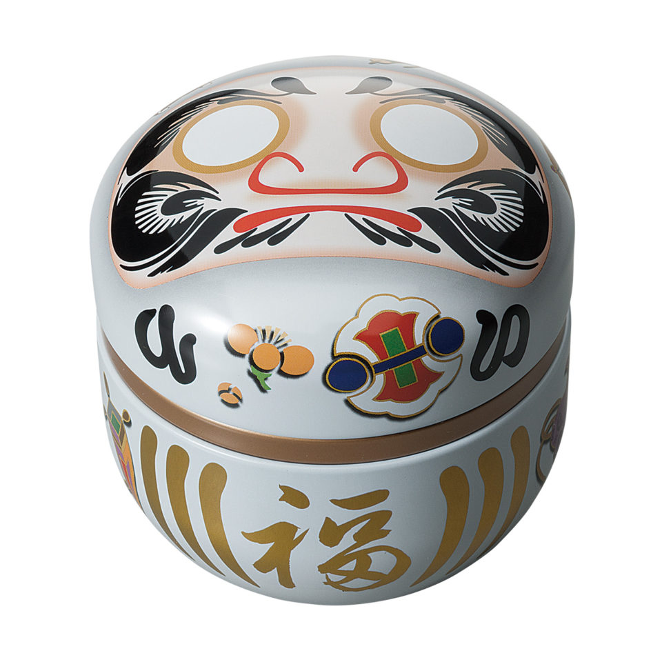 茶缶 鈴子 だるま 白（茶筒・鈴子缶）１個 1 tea can, Suzuko Daruma white (tea canister, Suzuko can)