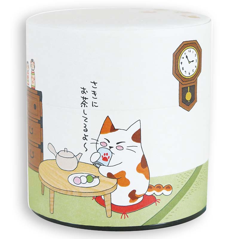 chai出品になります。 茶筒 みたらしちゃん「さきにお茶してるよ」（茶葉100g用）1個