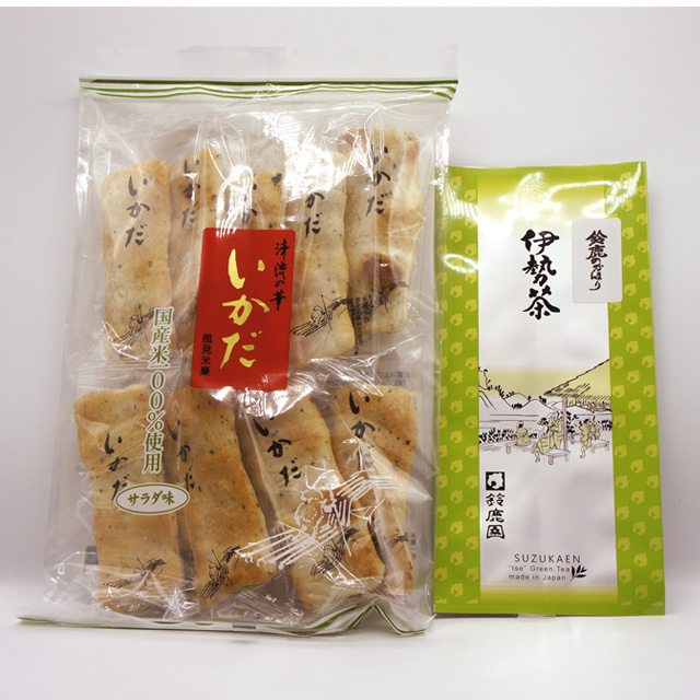 《鈴鹿園おすすめ！お茶とお菓子 セット》鈴鹿のかほり・いかだ サラダ味 せんべい（ティーマリアージュ・ティーペアリング）