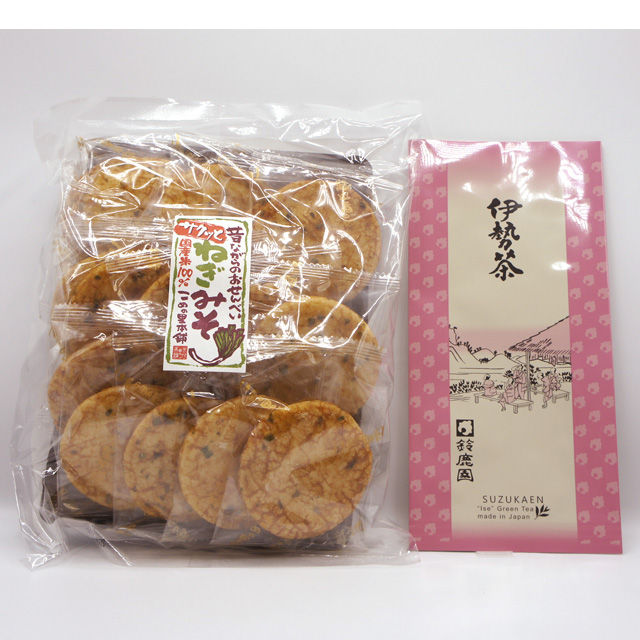 《鈴鹿園おすすめ！お茶とお菓子 セット》伊勢茶 だんらん・昔ながらのおせんべい サクッと ねぎみそ 国産米100％（ティーマリアージュ・ティーペアリング）