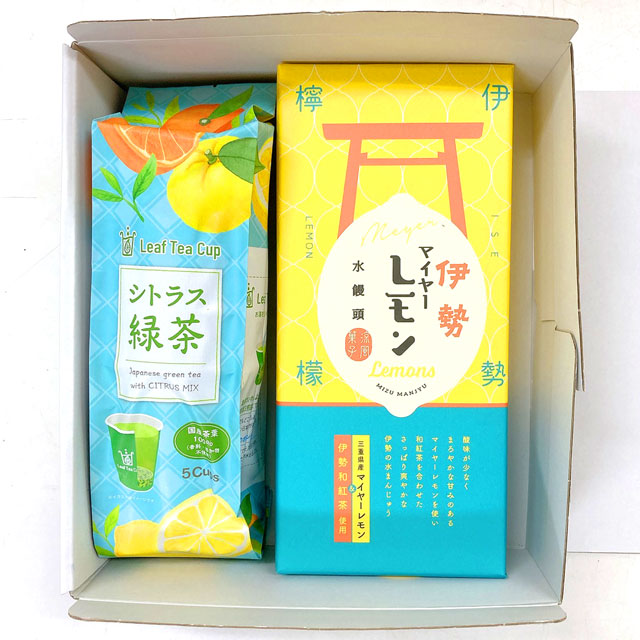 夏ギフト》マイヤーレモン水饅頭10個入・Leaf Tea Cup（リーフ