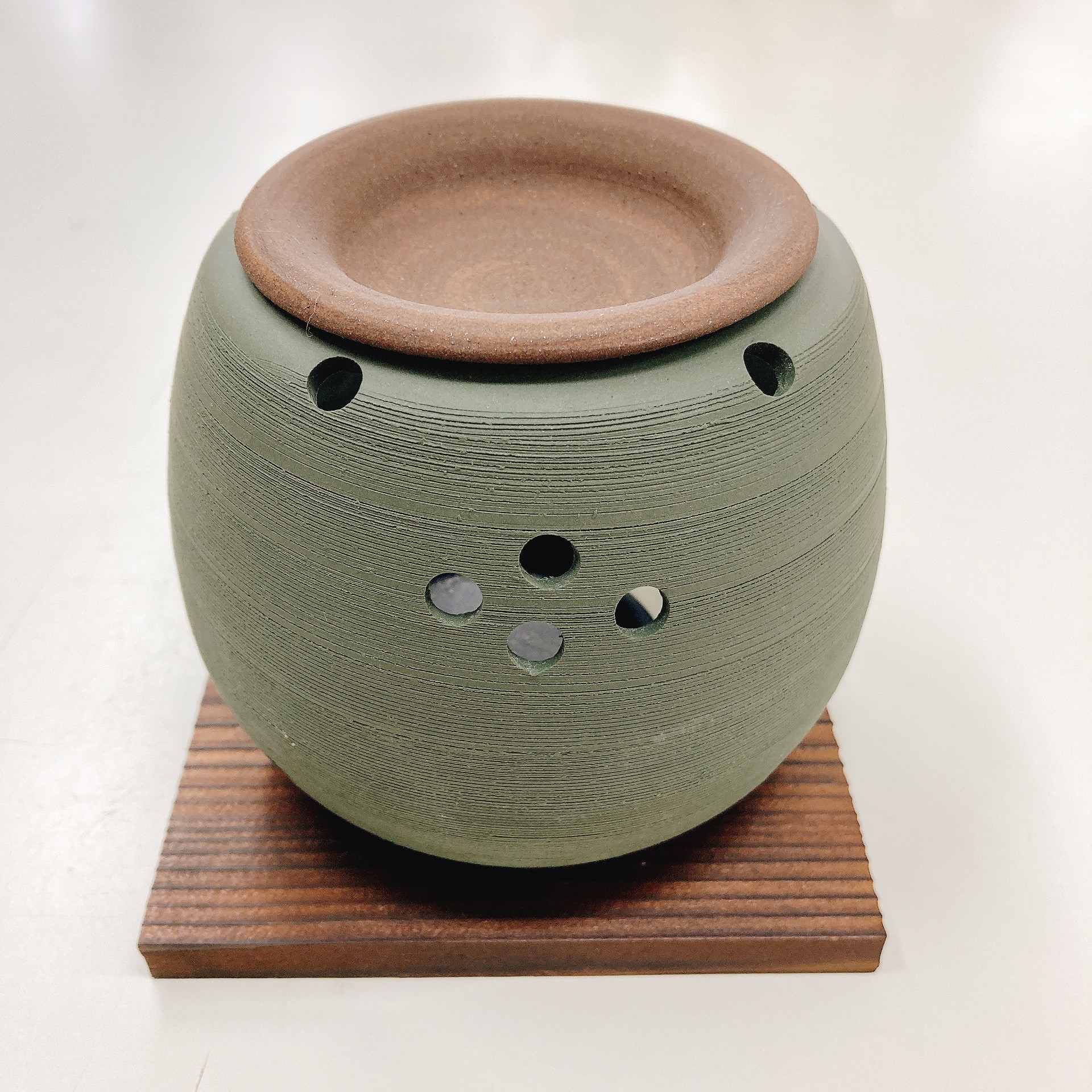 茶香炉 深緑色 ドット柄 鈴鹿園