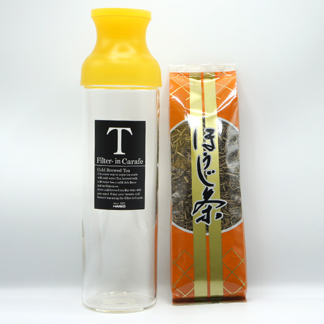 【カフェインレス】フィルターインカラフェ（透明イエロー） で 水出しほうじ茶 セット