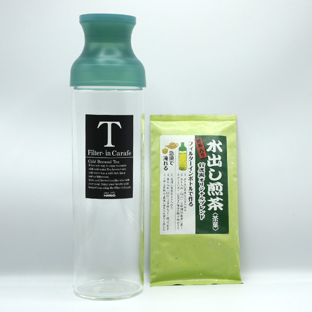 ミルク緑茶ページ フィルターインカラフェ（透明グリーン） で 水出し緑茶 セット