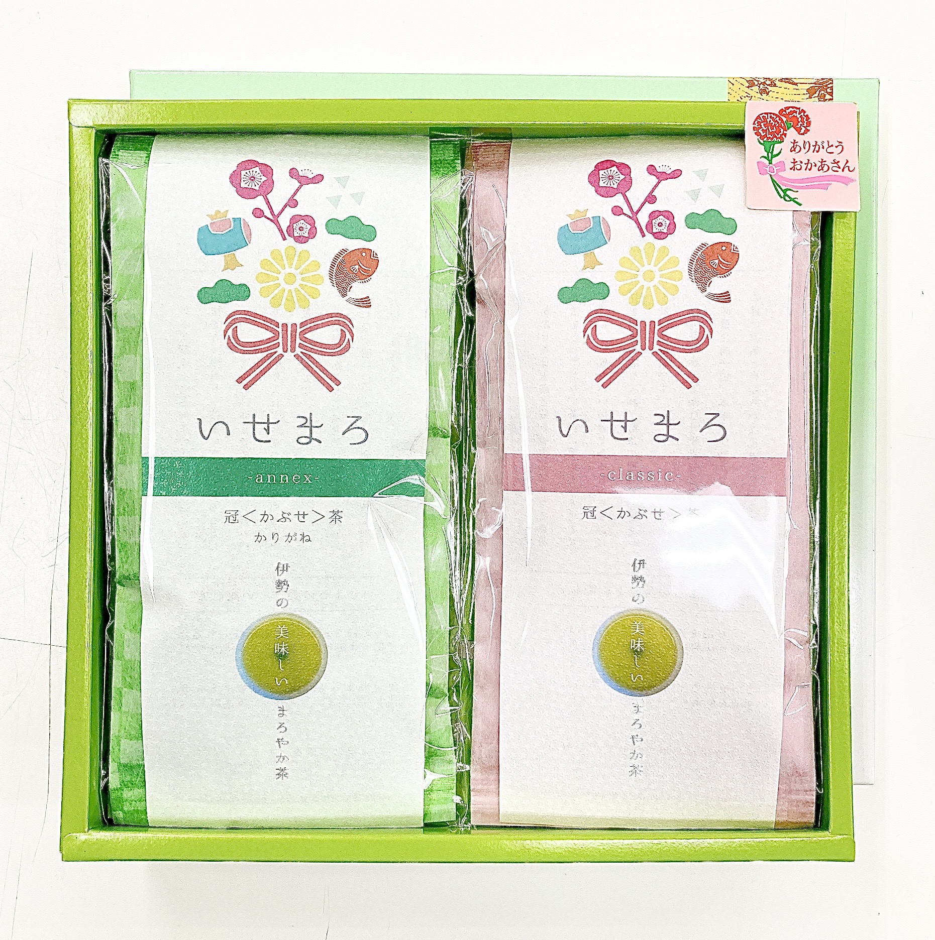 《5月10日 母の日 ギフト》三重県産「いせまろ」冠茶（かぶせ茶） 80g・かりがね 80g 箱入