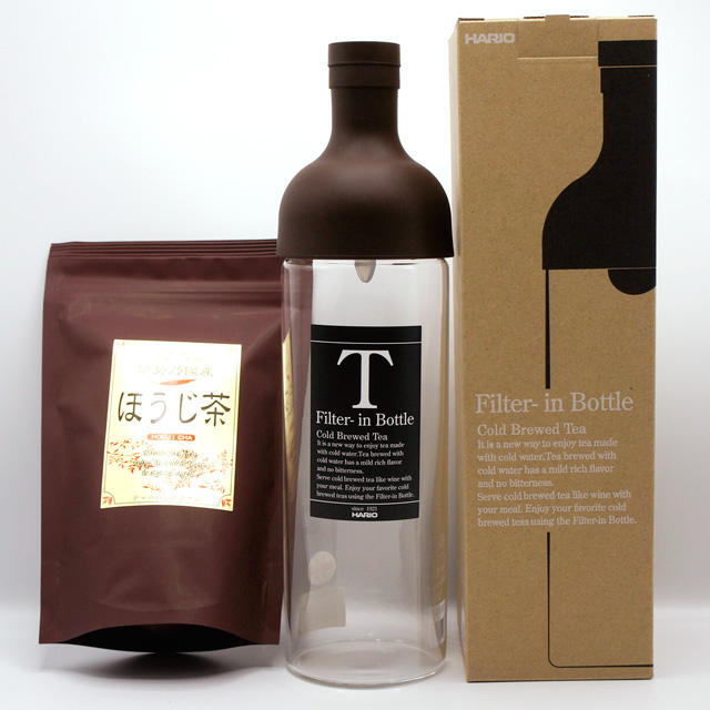 【カフェインレス】24時間365日おいしい伊勢茶生活 水出しほうじ茶 セット（フィルターインボトル750ml・ほうじ茶ティーバッグ）