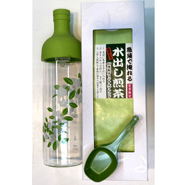 《今だけ超おトク！オンラインショップ限定》鈴鹿園オリジナル水出し煎茶100g、フィルターインボトル750ml用、計量スプーン セット
