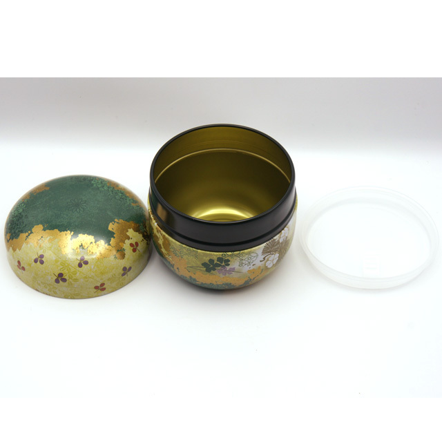 茶缶 鈴子 花揃え（はなぞろえ） 緑（茶筒・鈴子缶）+ 高級伊勢茶