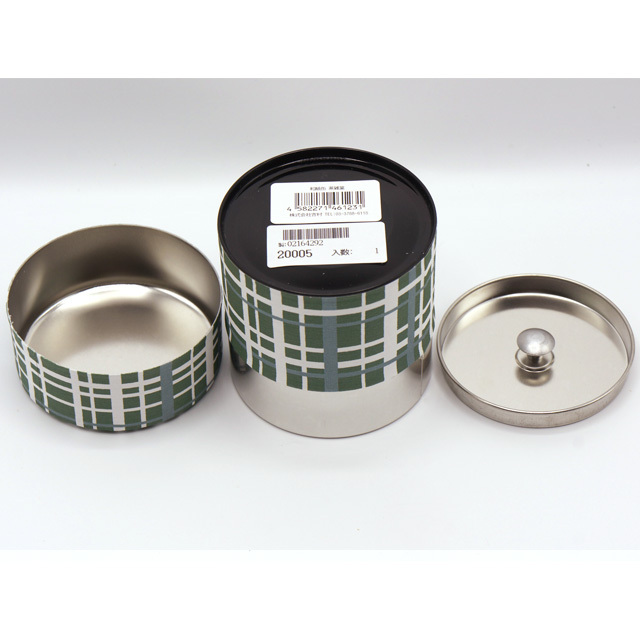茶筒 （茶缶） 緑色 和紙貼り缶（茶葉100g用）1個 鈴鹿園