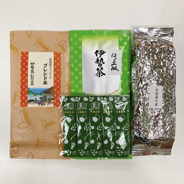 自分で味変セット　深蒸し茶・ブレンド茶→玄米茶→抹茶入玄米茶　
