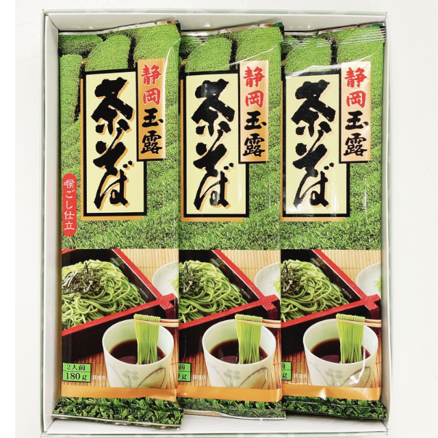 お茶の香り、喉ごし仕立 「静岡玉露 茶そば」 2人前×3束 箱入り