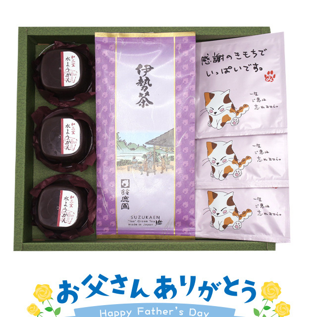 《父の日ギフト》高級伊勢茶（茶葉・ティーバッグ）・和三盆糖水ようかん ギフト　（水羊羹・水羊かん）