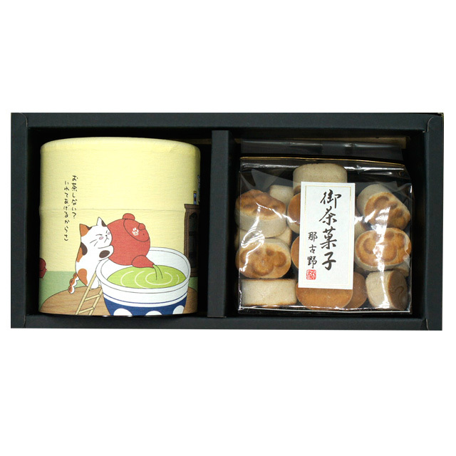 みたらしちゃんの缶に高級伊勢茶「夢ごこち」50g・秋田諸越1袋 セット