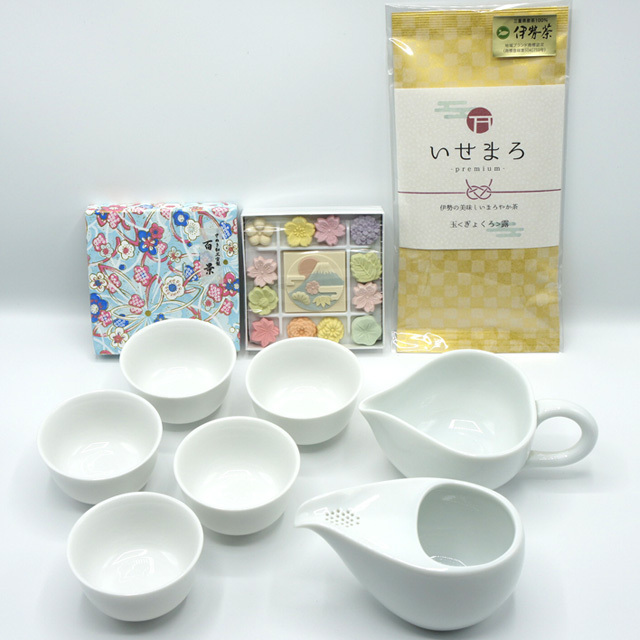 最高級 おもてなし セット （急須・湯冷まし・湯のみ・玉露・茶缶・茶さじ・和三盆干菓子セット）