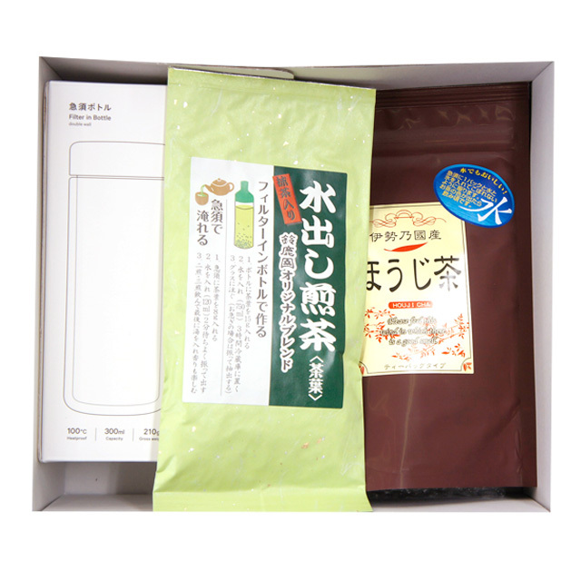 急須ボトルとオリジナルブレンド茶葉「水出し煎茶」伊勢産ほうじ茶ティーバッグ