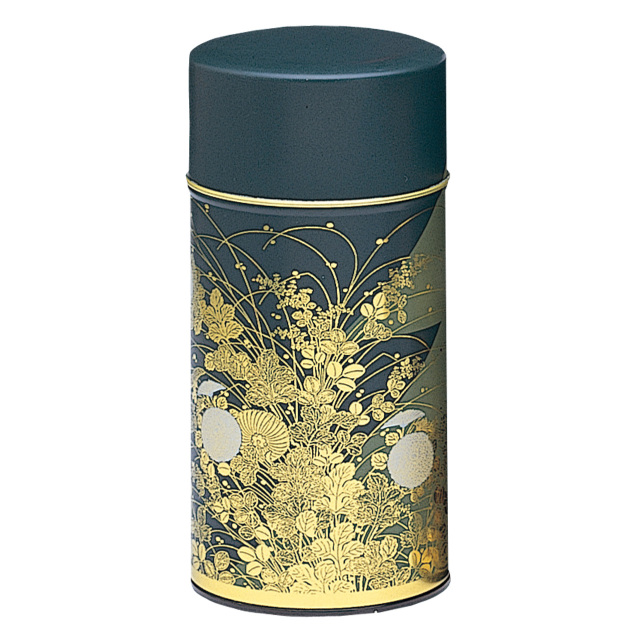 「萩花の宴syuukanoen 緑色」茶缶（茶筒）茶葉200g入ります（中蓋がポリエチレン製）