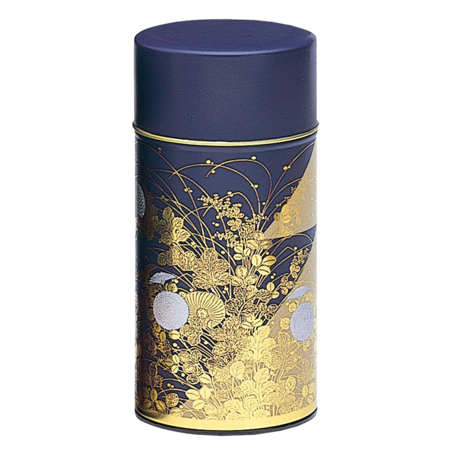 「萩花の宴syuukanoen 紫色」茶缶（茶筒）茶葉200g入ります（中蓋がポリエチレン製）