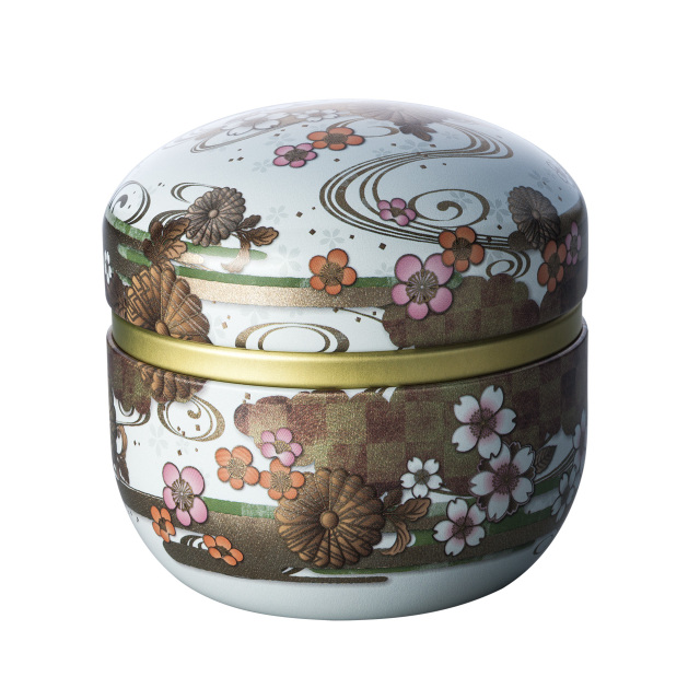 茶缶 鈴子 菊水 白（茶筒・鈴子缶）１個