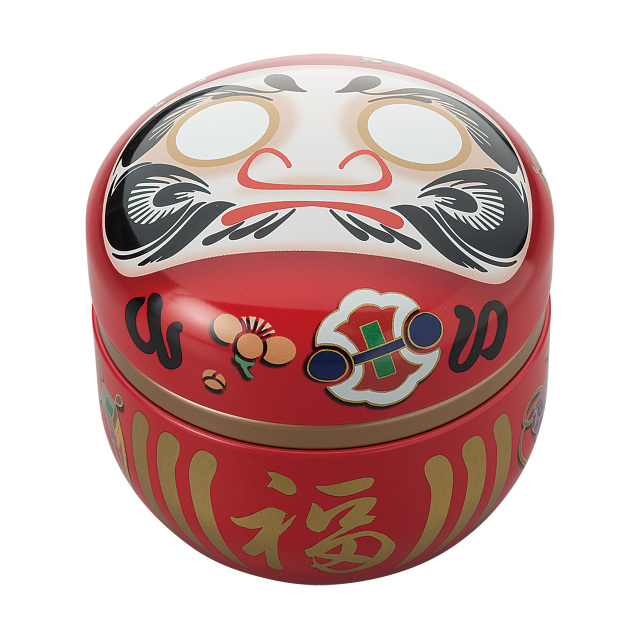 茶缶 鈴子 だるま 赤（茶筒・鈴子缶）１個 1 tea can, Suzuko Daruma Red (tea canister, Suzuko can)