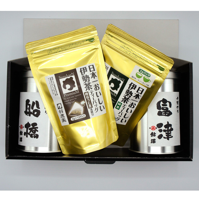 切れてる焼き海苔2種・日本一おいしい伊勢茶ティーバッグ２種（緑茶・ほうじ茶） 箱入り セット