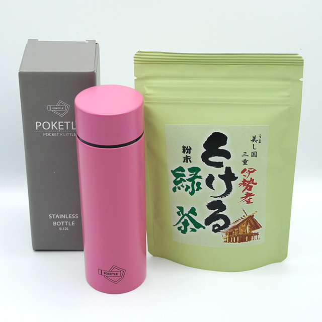 POKETLE ポケトル ステンレス製マグボトル 120ml ピンク・粉末茶 とける緑茶 50g セット