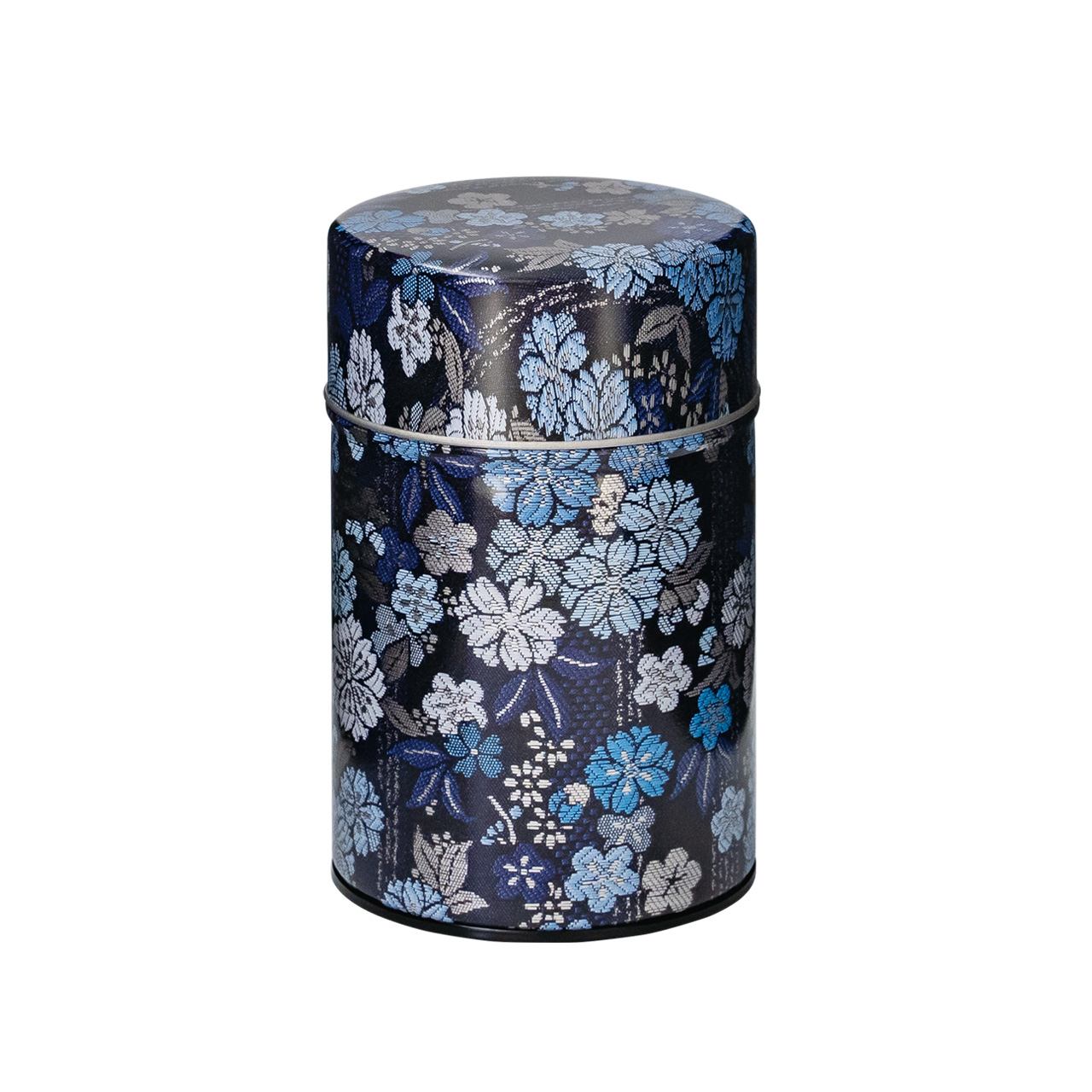 「金らん 梅桜 kinran umezakura 藍色」茶缶（茶筒）茶葉150g入ります