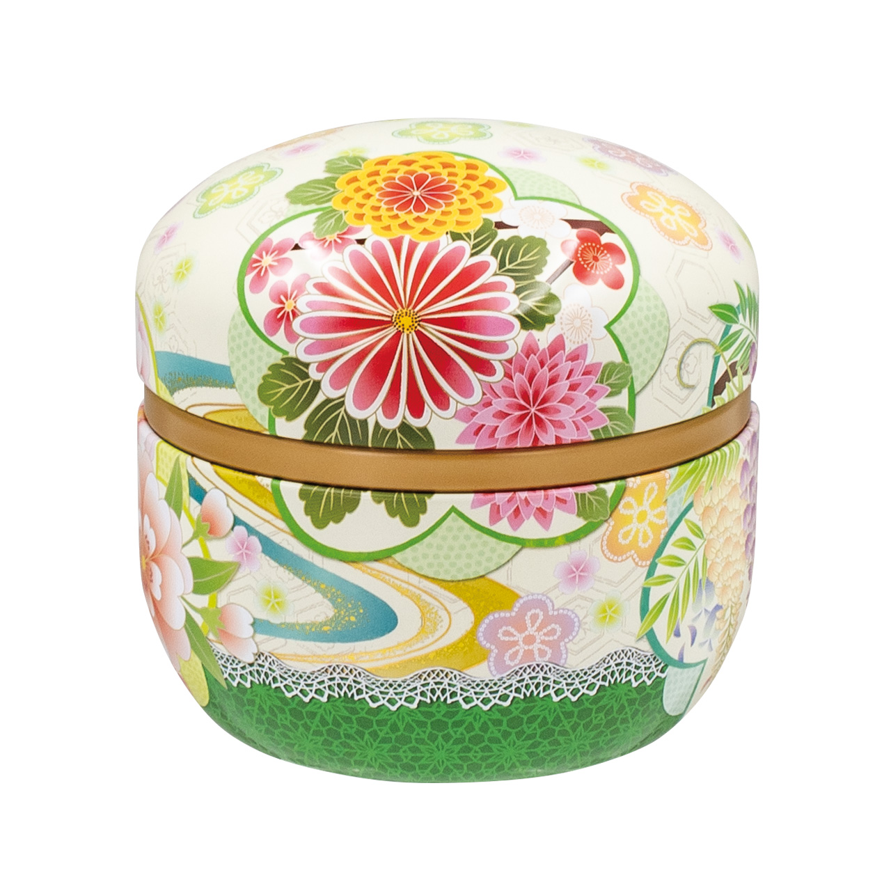 「鈴子 季乃香suzuko-kinoka 緑色」（茶筒・鈴子缶）１個  （中蓋がポリエチレン製）